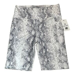 Nine West High-Waist White and Gray Snake Print Tights Large